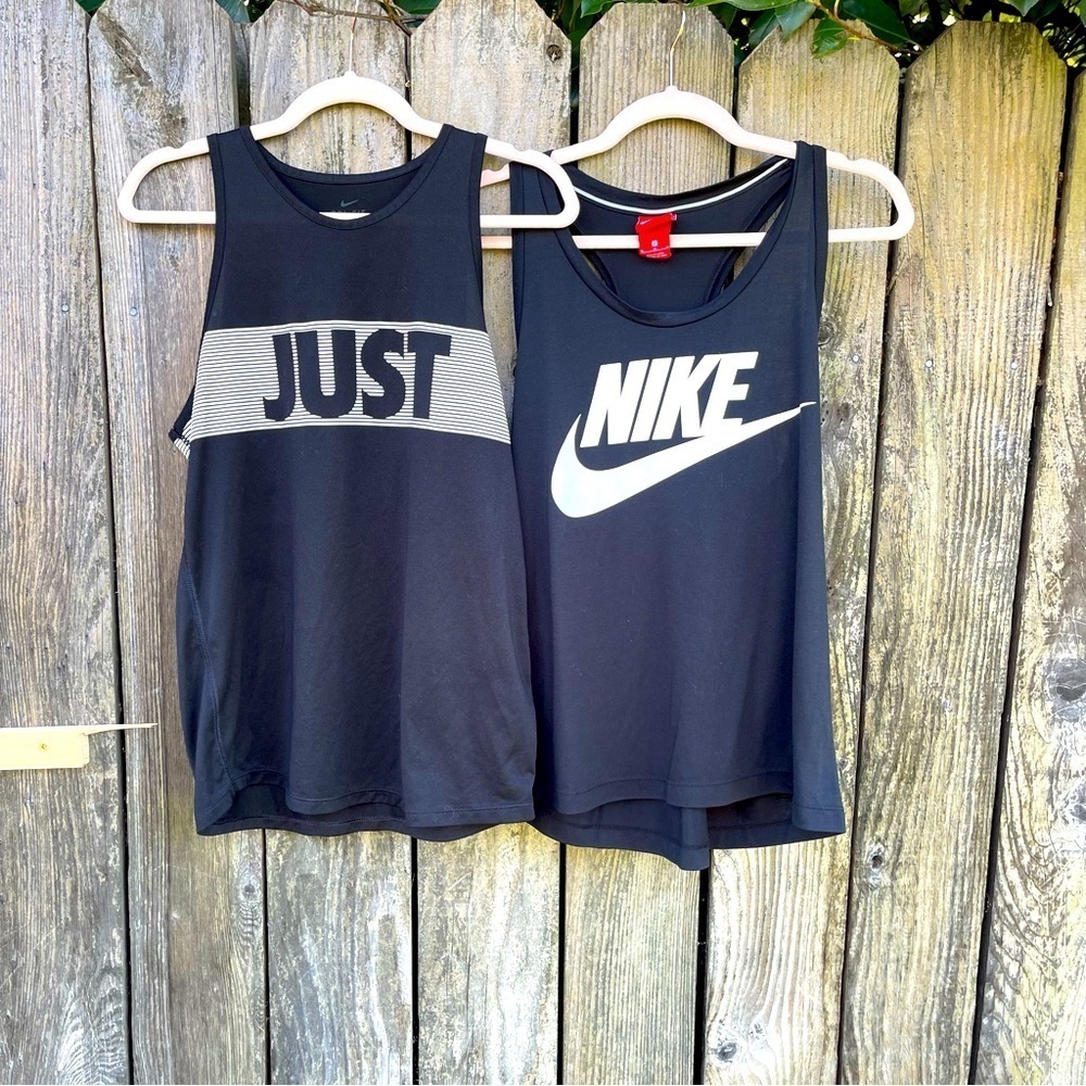 TWO Nike Women's Tanktops -1 Dri Fit Tank and 1 Cotton Racerback- Medium